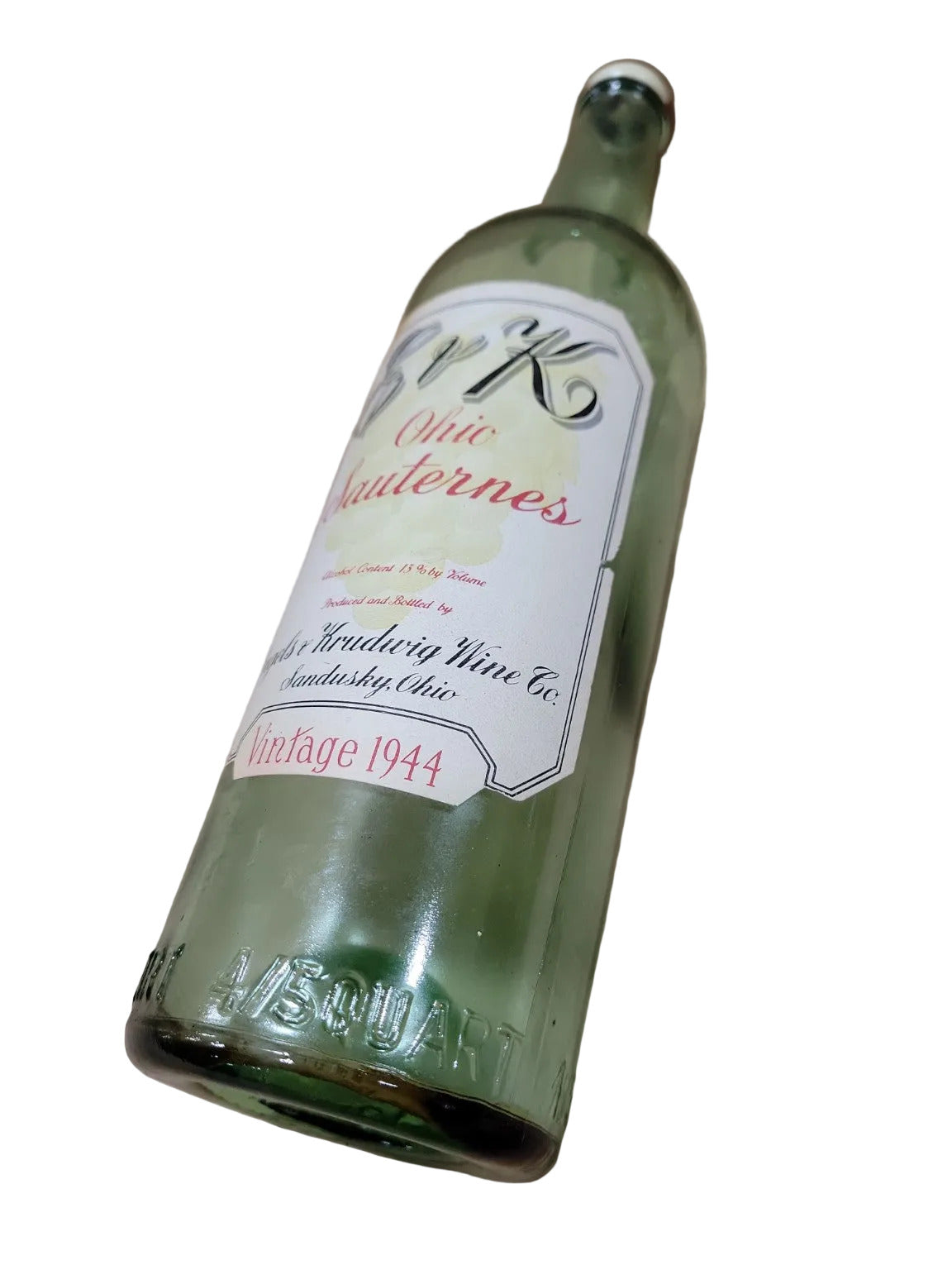 Vintage E & K Ohio Sauternes Wine Bottle – Vintage 1944 – Engels & Krudwig, Sandusky Ohio