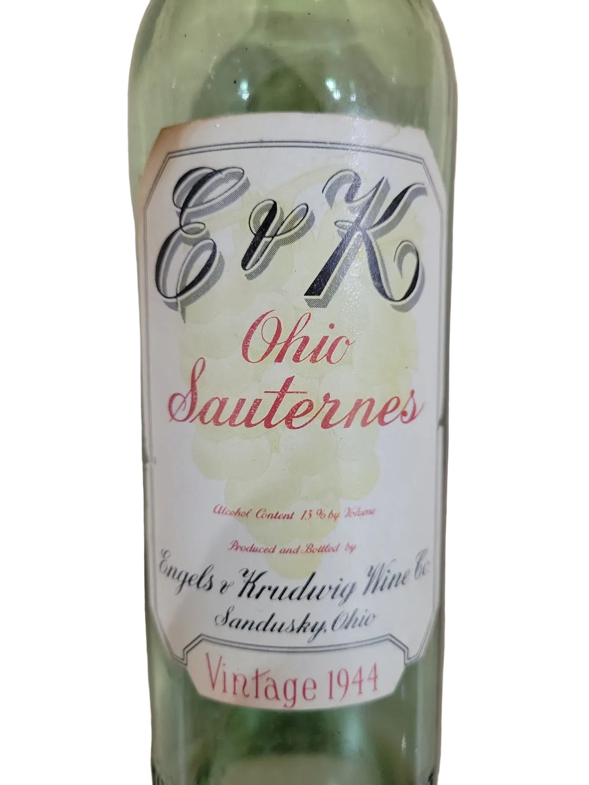 Vintage E & K Ohio Sauternes Wine Bottle – Vintage 1944 – Engels & Krudwig, Sandusky Ohio