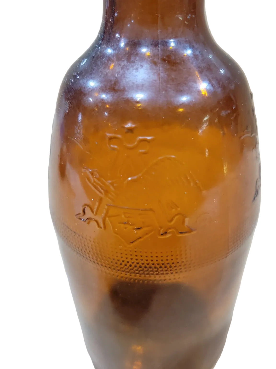 Anheuser-Busch Amber Glass Beer Bottle with Eagle Emblem
