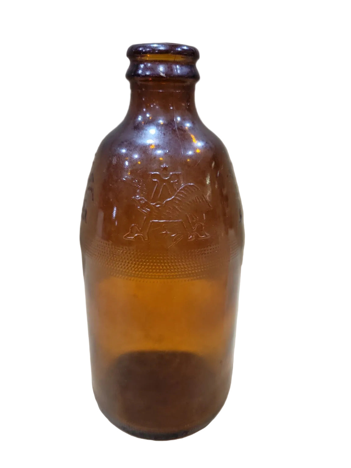 Anheuser-Busch Amber Glass Beer Bottle with Eagle Emblem