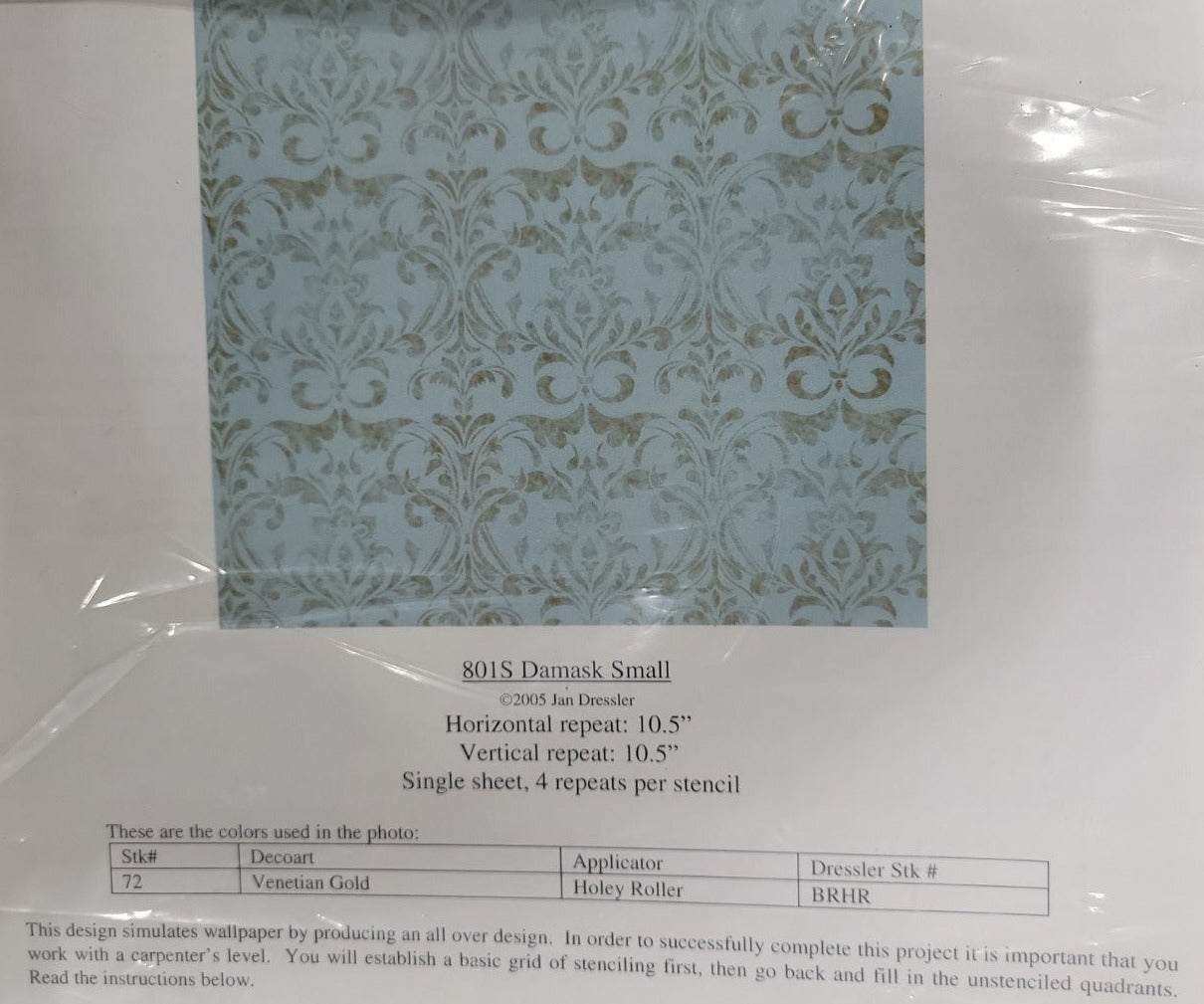 Jan Dressler 801S Damask Small Dimensional Wall Stencil Set