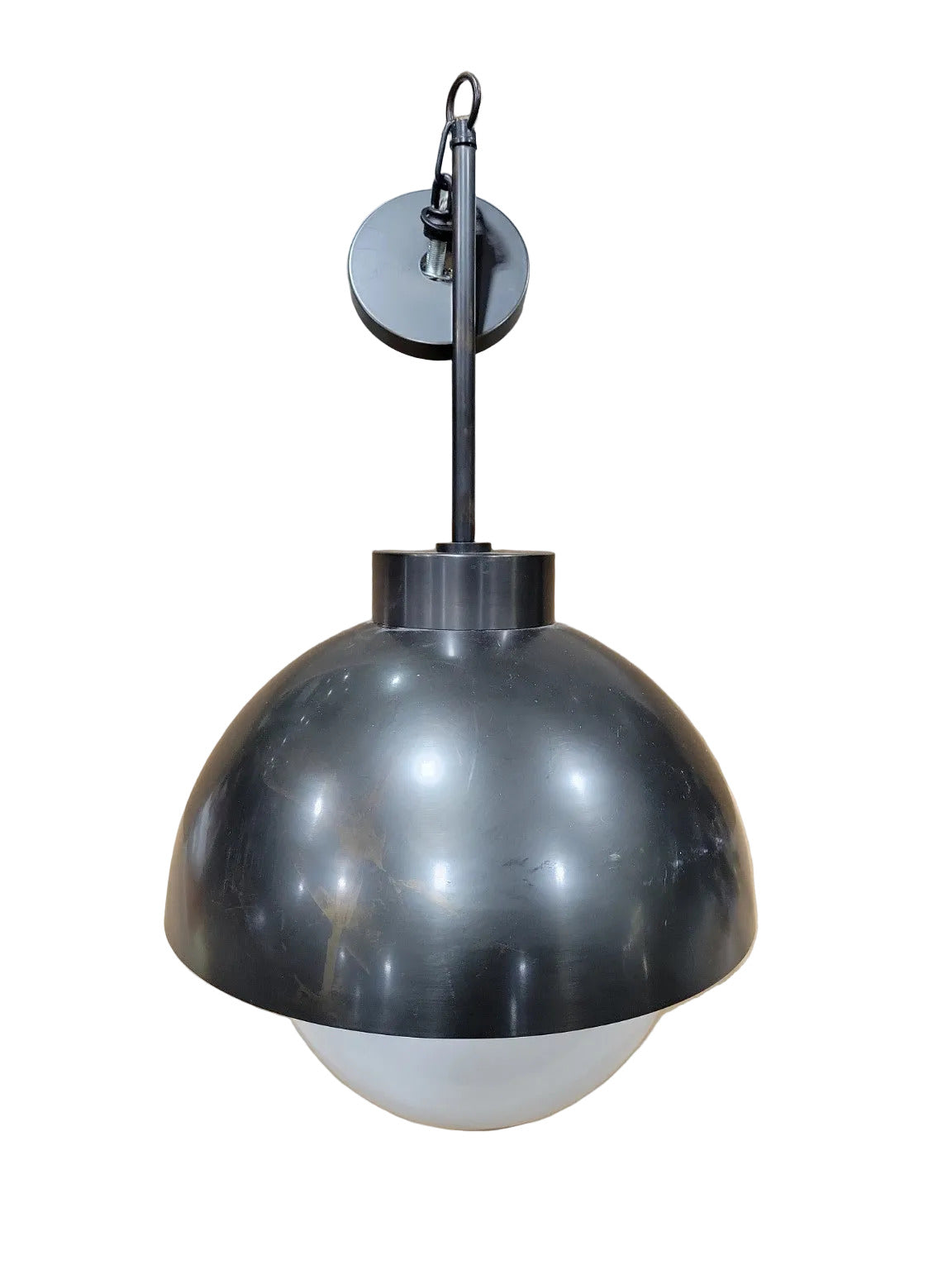 Modern Industrial Dome Pendant Light with Opal Globe Shade