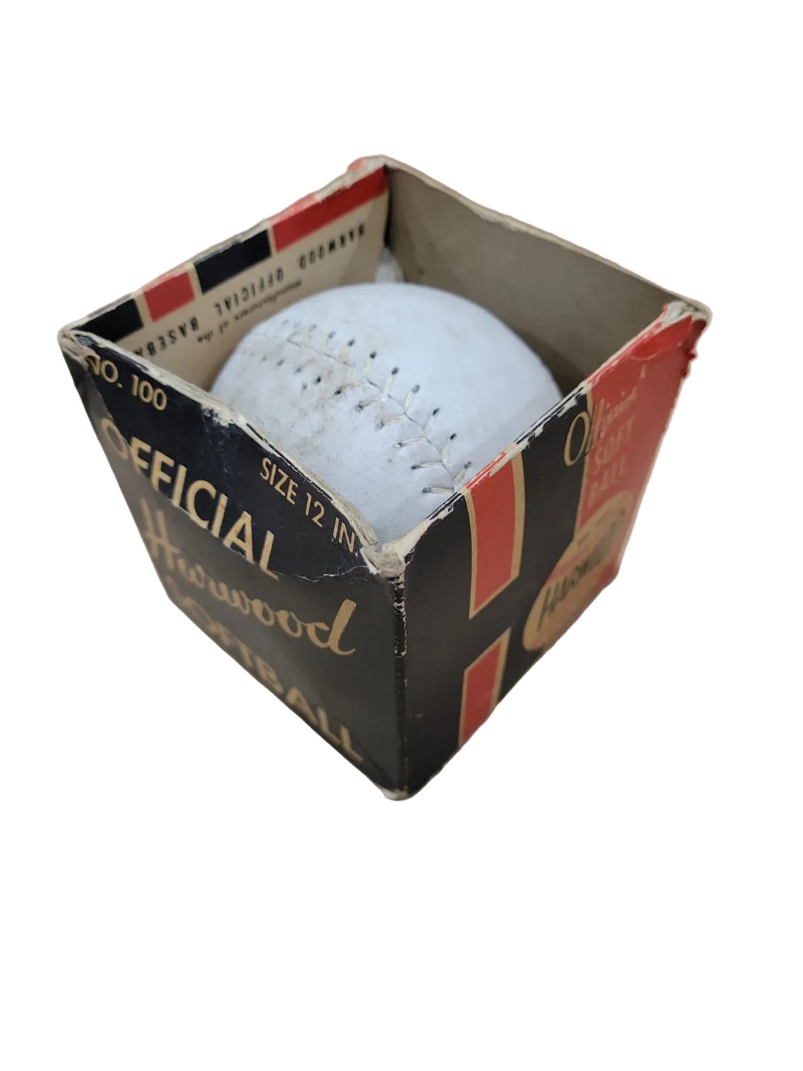 Vintage Harwood Official Softball with Original Box – No. 100, 12 Inch