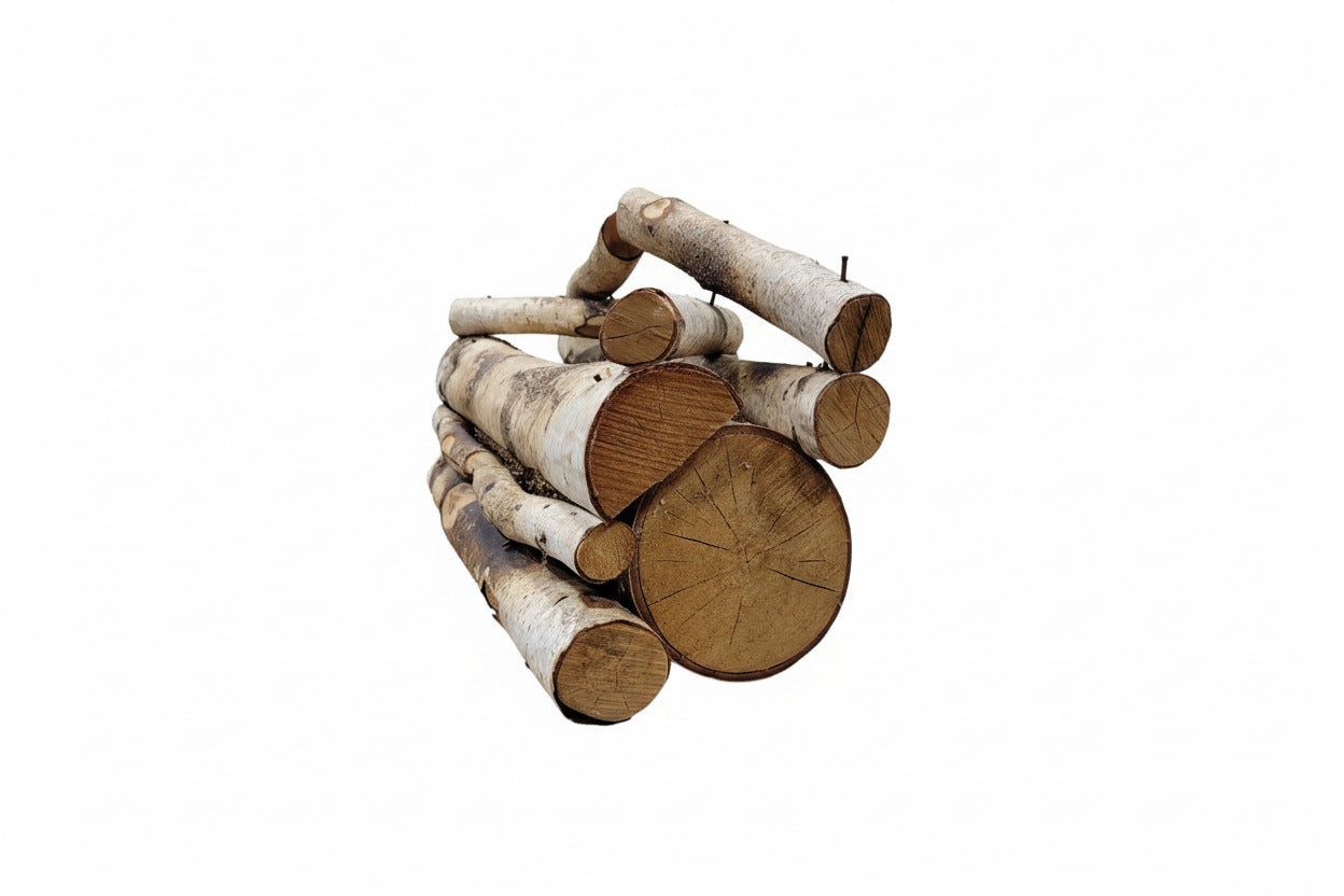 Rustic Birch Log Electric Fireplace Log Set – Hand-Assembled Natural Wood Décor