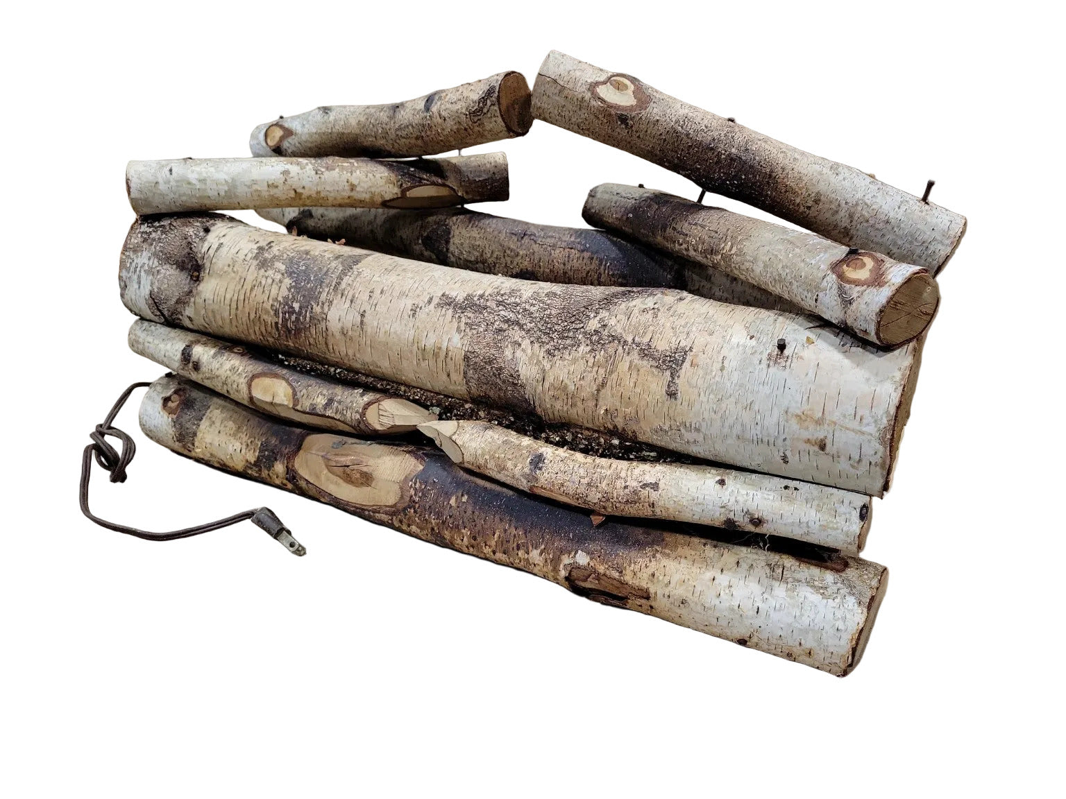 Rustic Birch Log Electric Fireplace Log Set – Hand-Assembled Natural Wood Décor