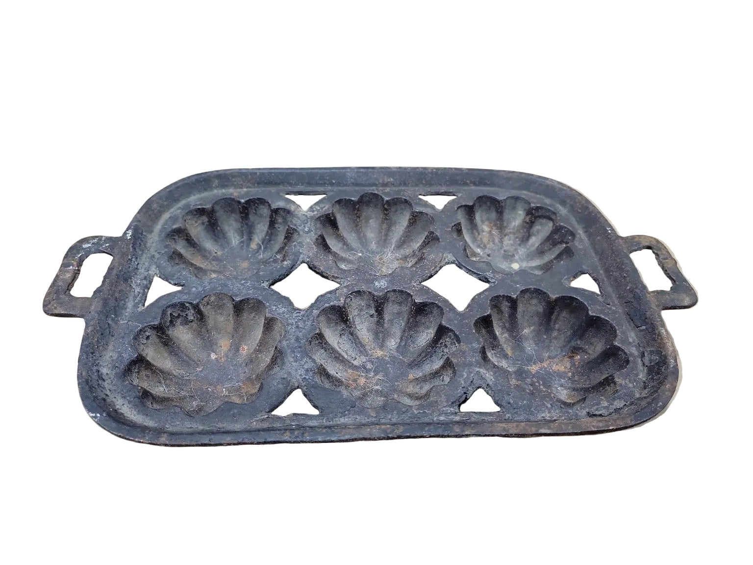 Antique Cast Iron Six-Cavity Fluted Baking Mold