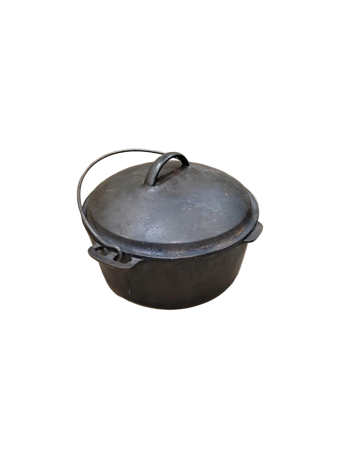 Antique Cast Iron Dutch Oven with Bail Handle and Lid