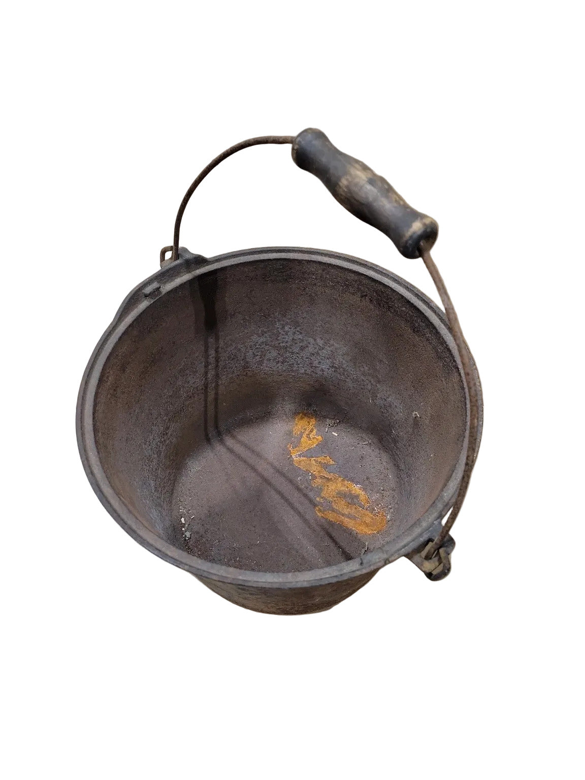 Antique Cast Iron Bucket with Bail Handle – 12 Diameter