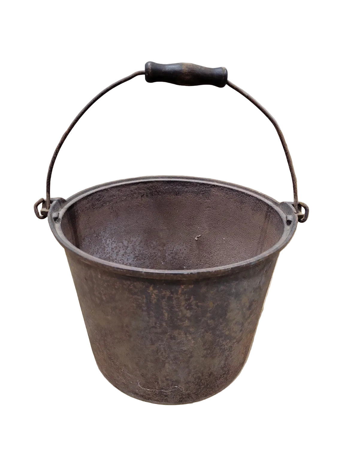 Antique Cast Iron Bucket with Bail Handle – 12 Diameter