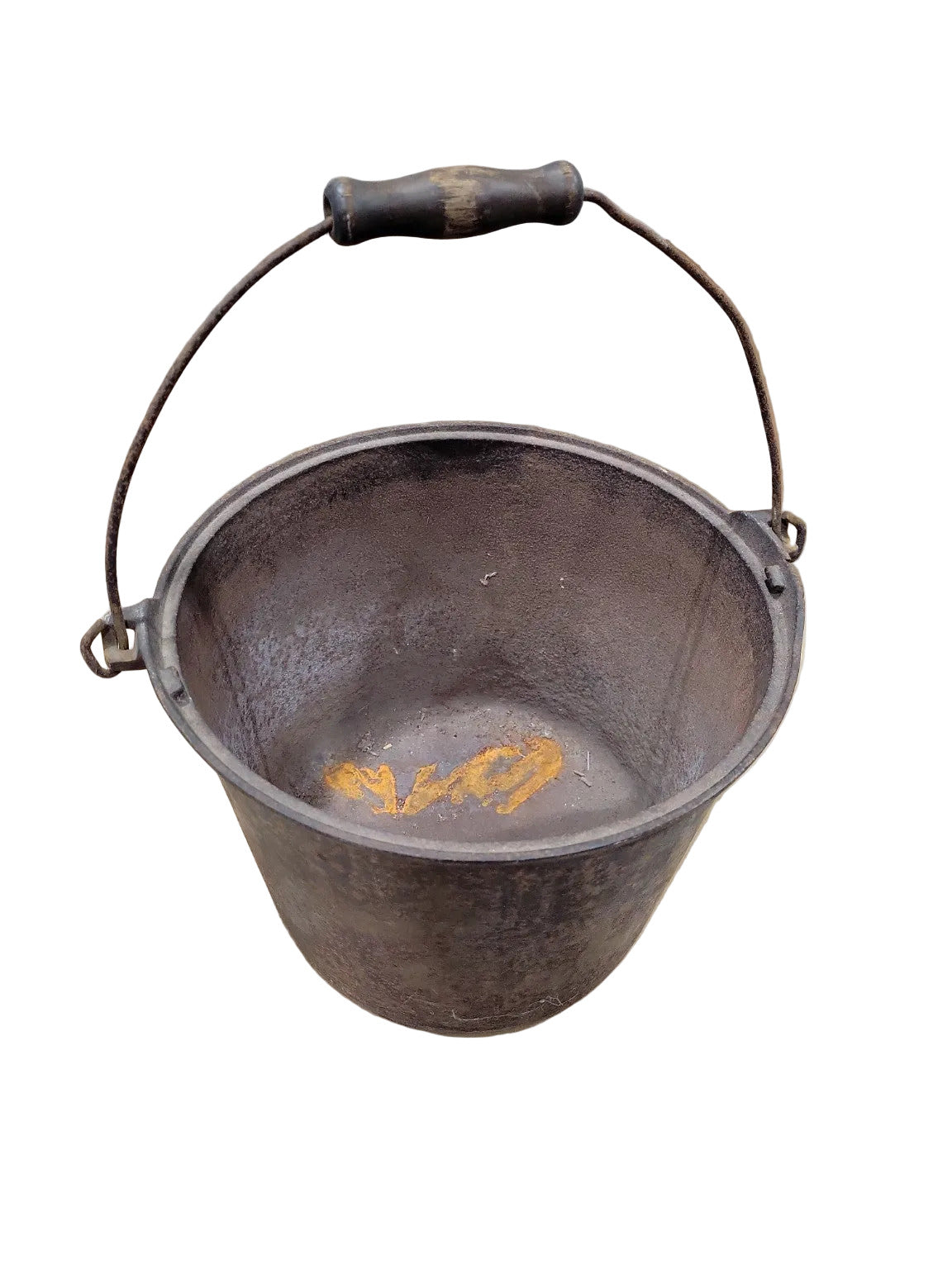 Antique Cast Iron Bucket with Bail Handle – 12 Diameter