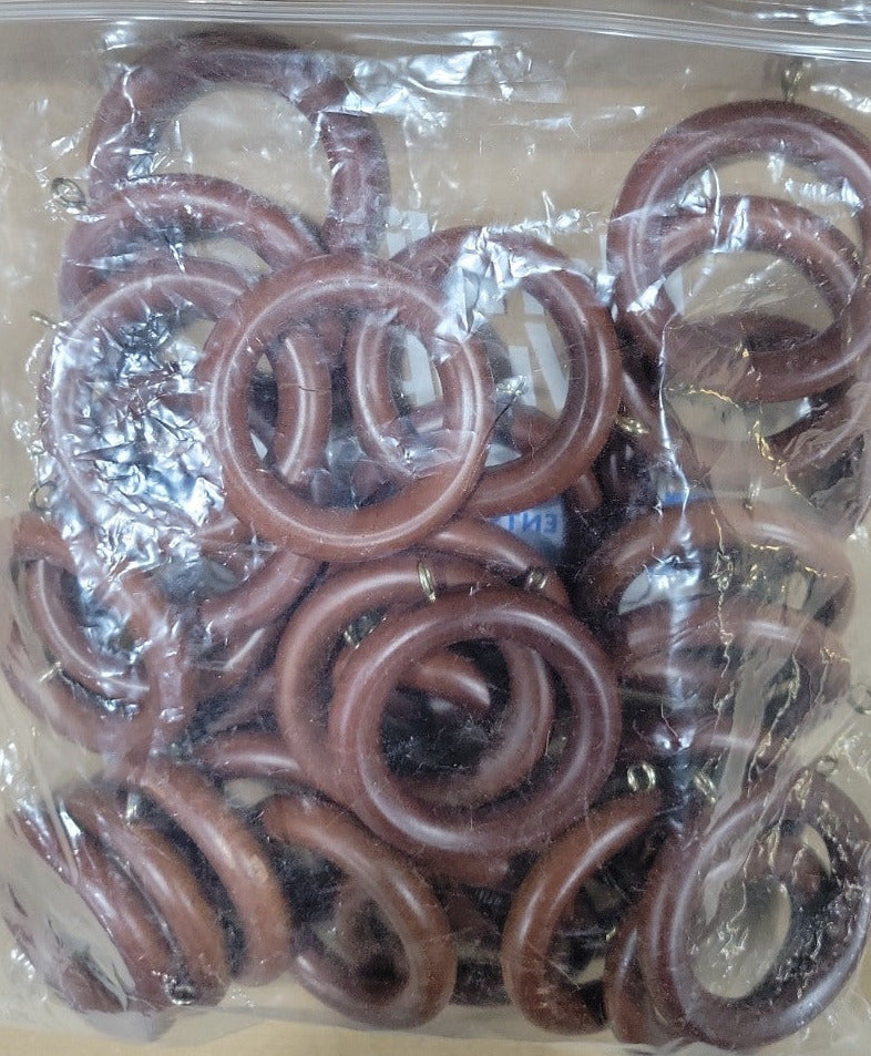 Wood Curtain Rings with Eye Screws – Set of 30