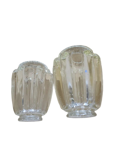 Vintage Ribbed Clear Glass Light Shades – Set of 2