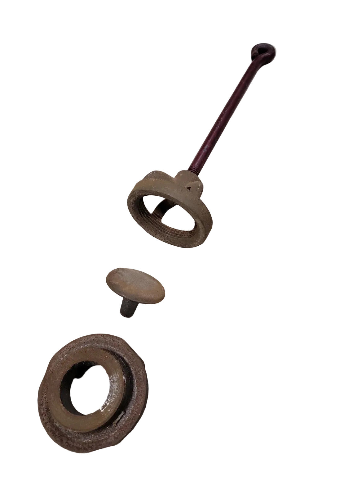 Antique Cast Iron Floor Drain Cleanout Plug with Lifting Hook