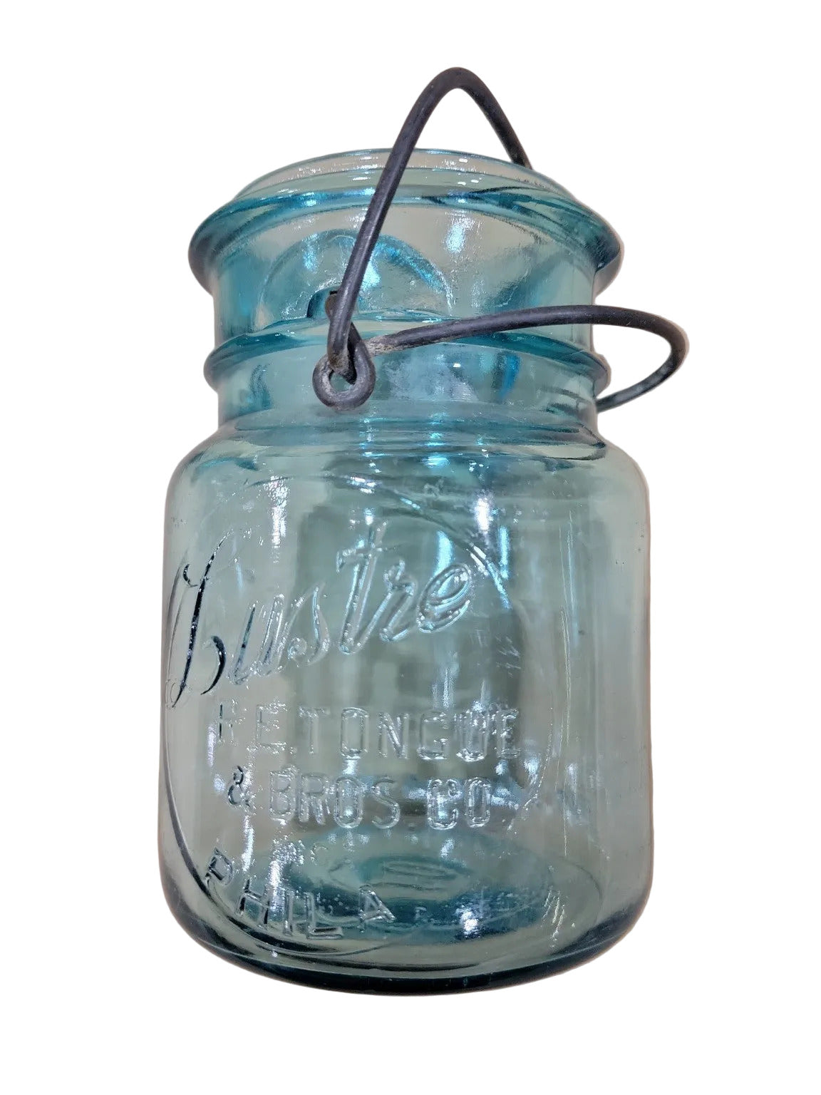 Vintage Ball Ideal Blue Glass Jars with Wire Handles – Set of 3