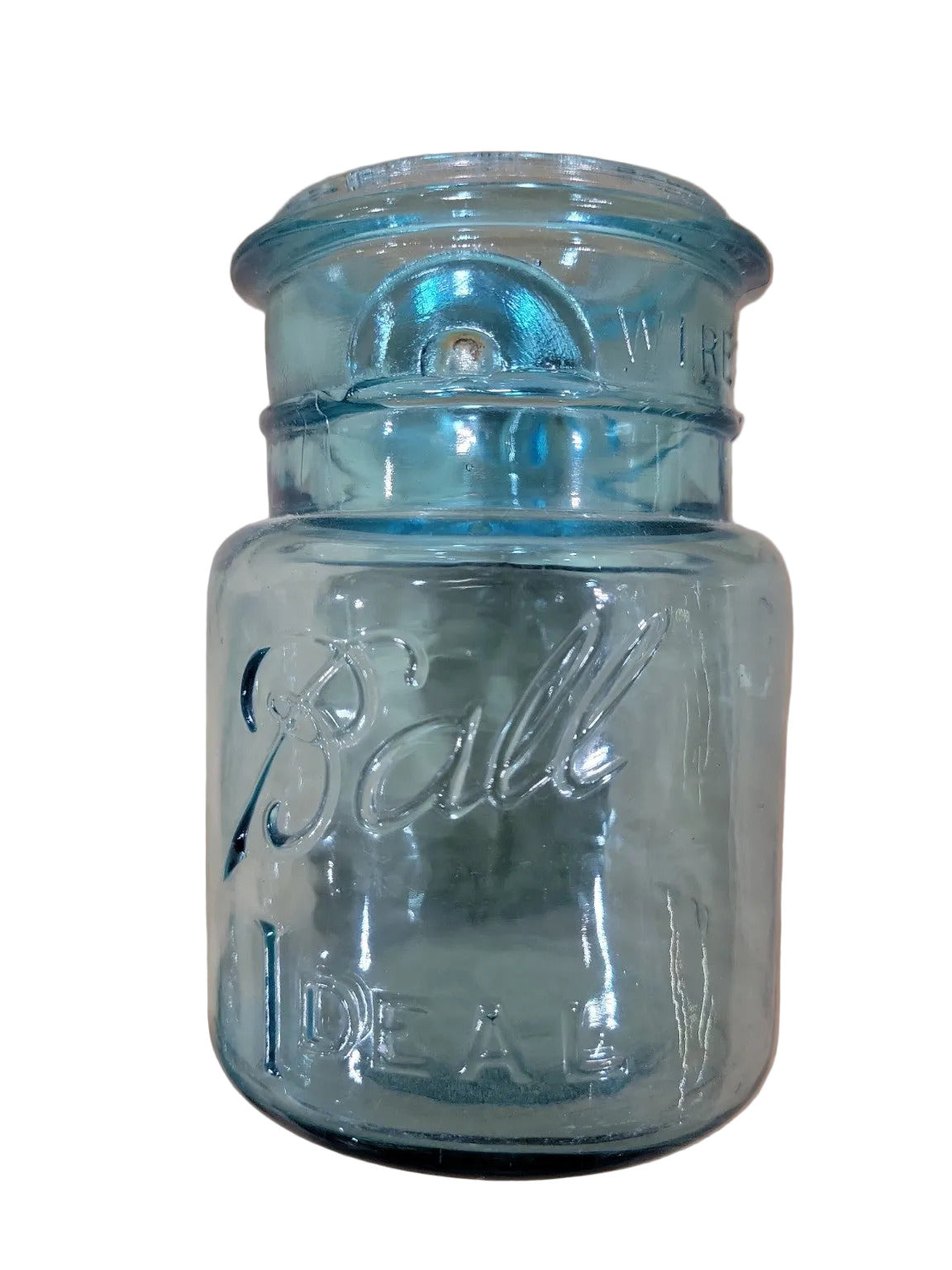 Vintage Ball Ideal Blue Glass Jars with Wire Handles – Set of 3