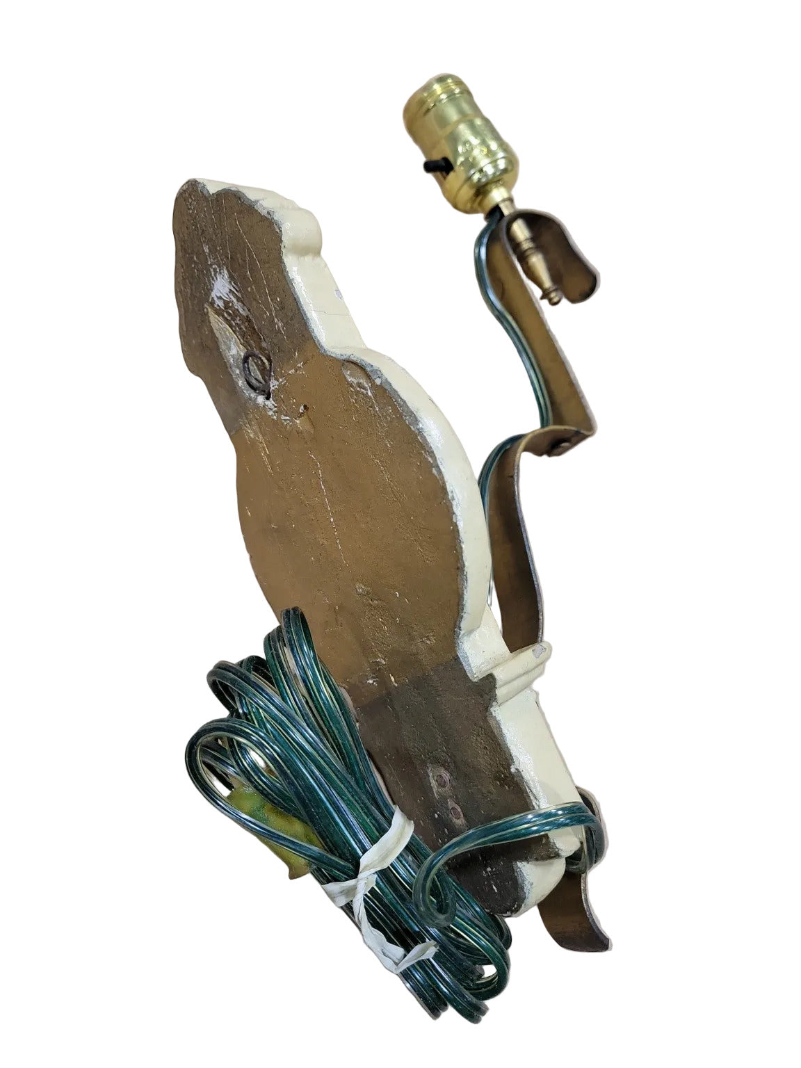 Vintage Floral Wall Sconce Lamp – Ornate Cast Base with Brass Arm