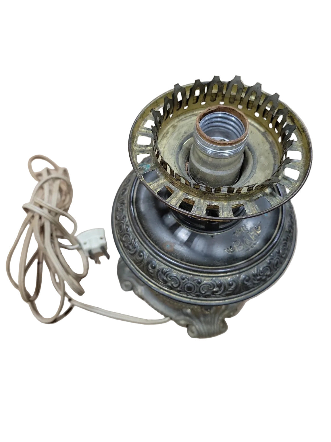 Antique Bradley & Hubbard (B&H) Ornate Table Lamp Base – Electrified Oil Lamp Conversion