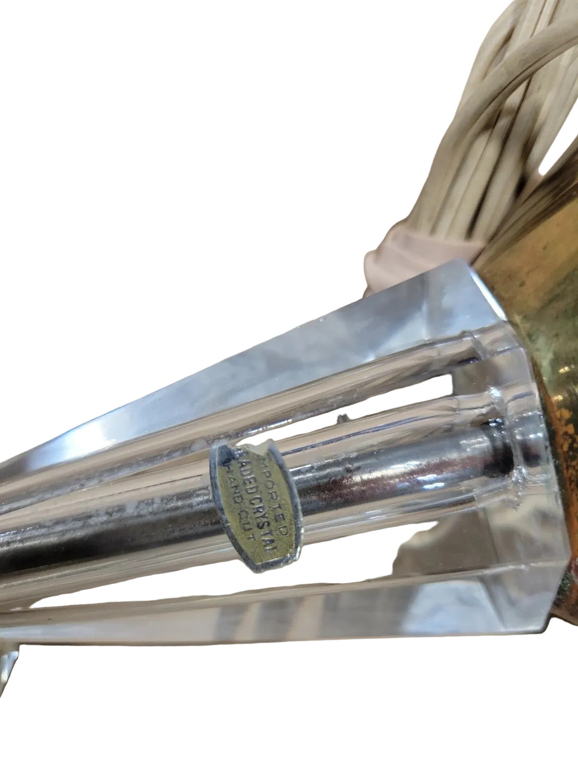 Vintage Imported Crystal Table Lamps – Brass Base (Mid-Century Modern / Hollywood Regency) – Pair