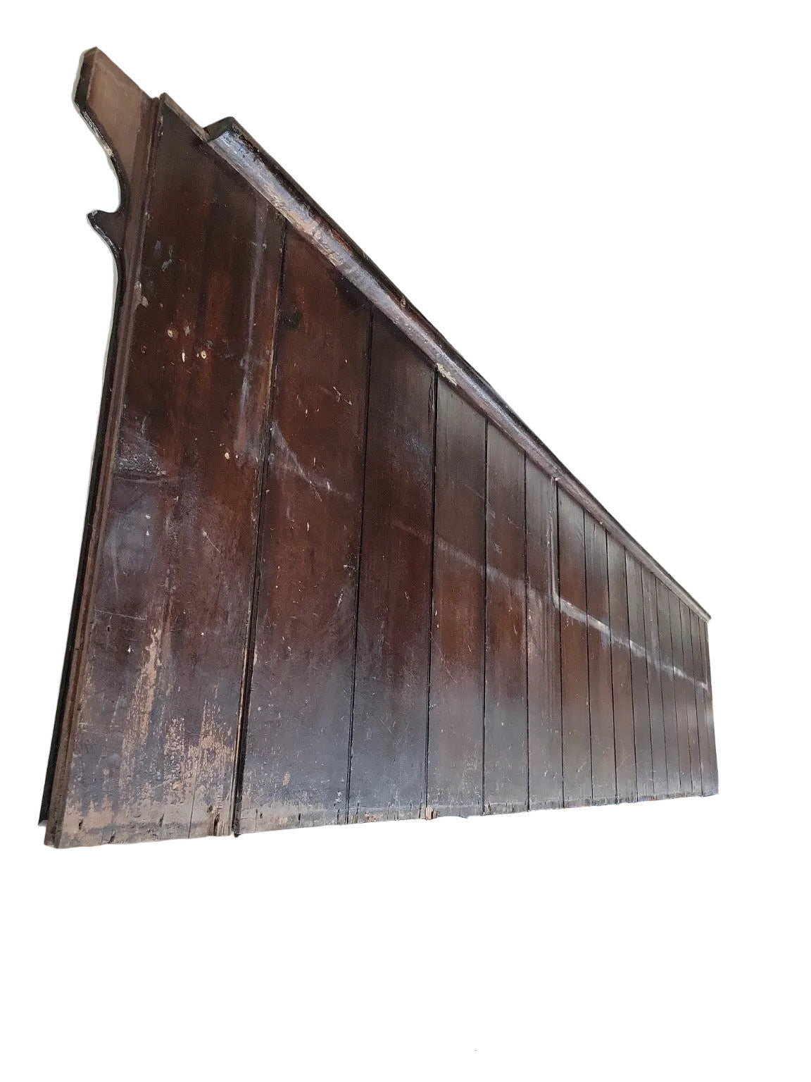 Reclaimed Gothic Church Pew Modesty Screen (Frontal) – 135" W x 32" H x 4 1/4" D – Solid Walnut