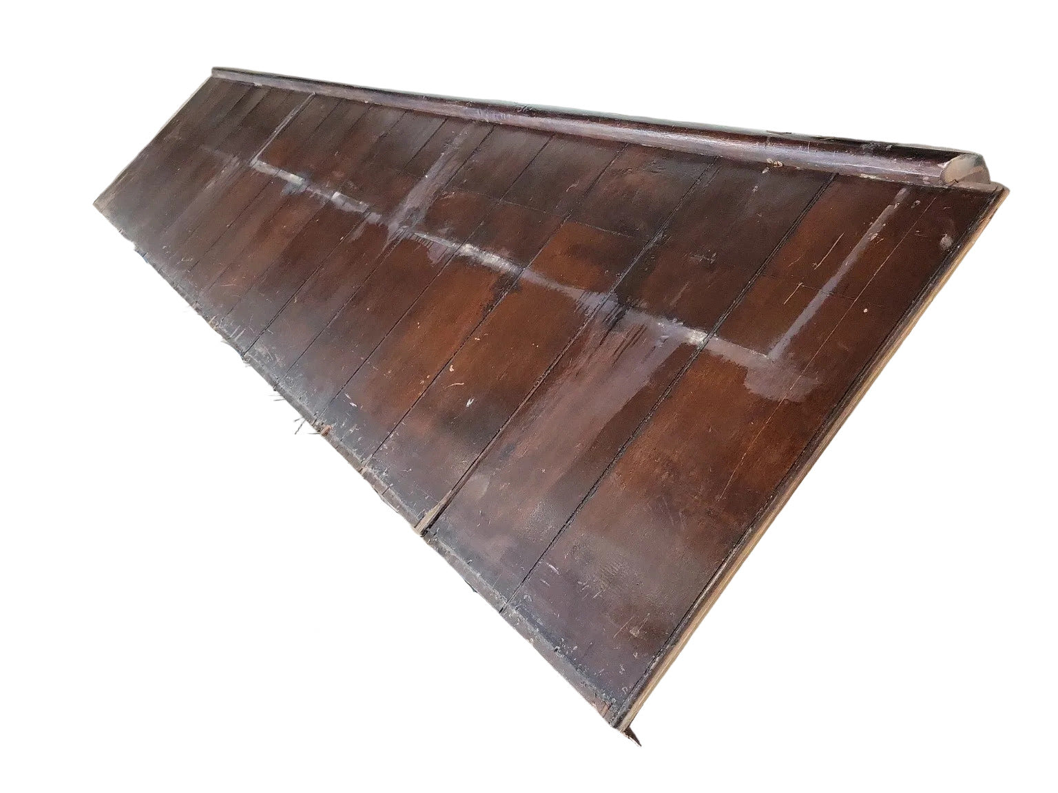 Reclaimed Gothic Church Pew Modesty Screen (Frontal) – 135" W x 32" H x 4 1/4" D – Solid Walnut