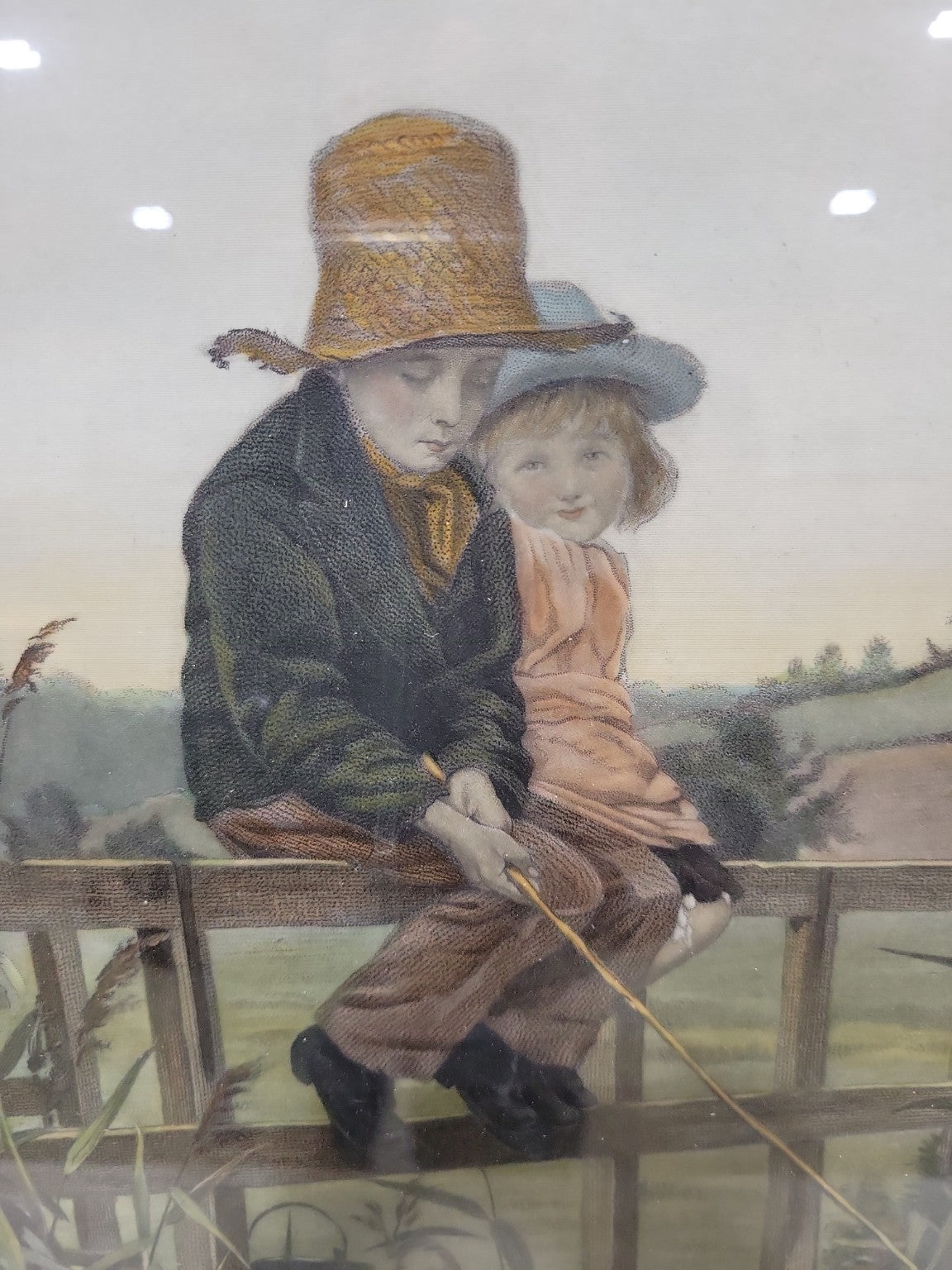 Antique Framed Engraving “Patience Is a Virtue” – After W.H. Gore, Engraved by F.E. Atkinson