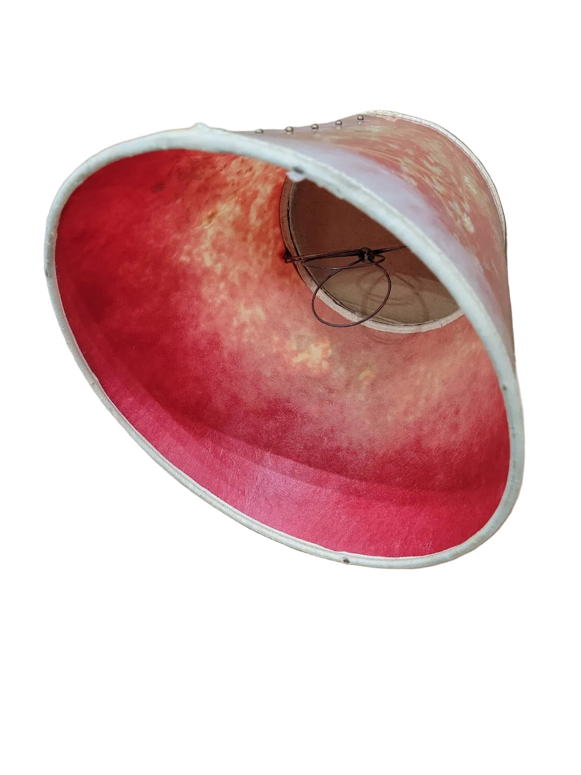 Vintage Fiberglass Lamp Shade with Pressed Flowers & Butterfly – Mid-Century