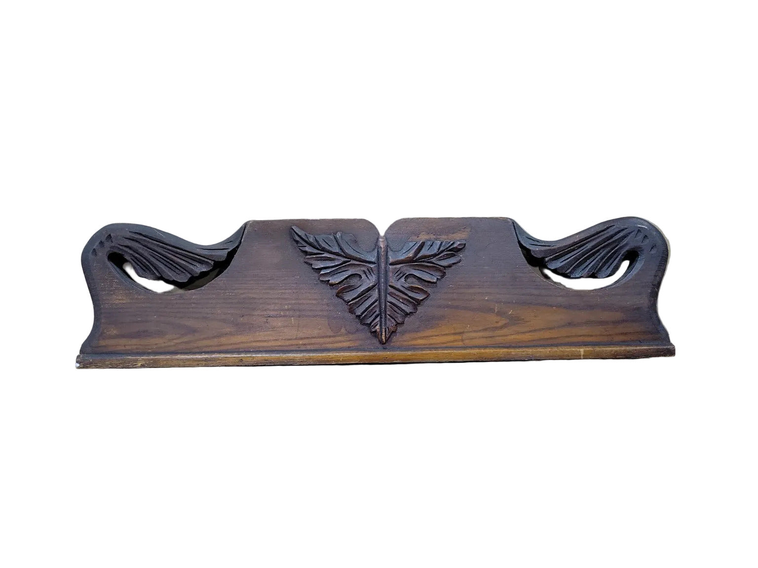 Antique Carved Wooden Architectural Trim with Leaf Motif – 28" Wide