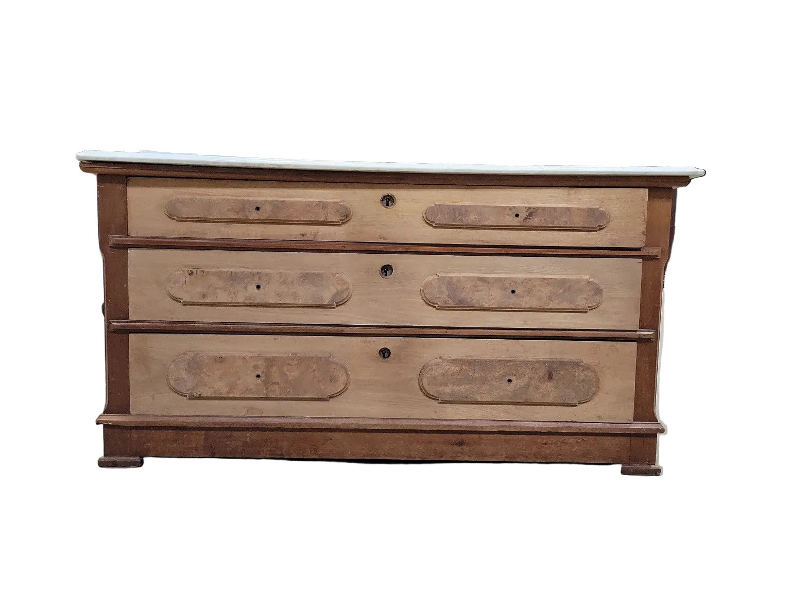 Antique Marble Top Dresser – 3 Drawer Wood Chest