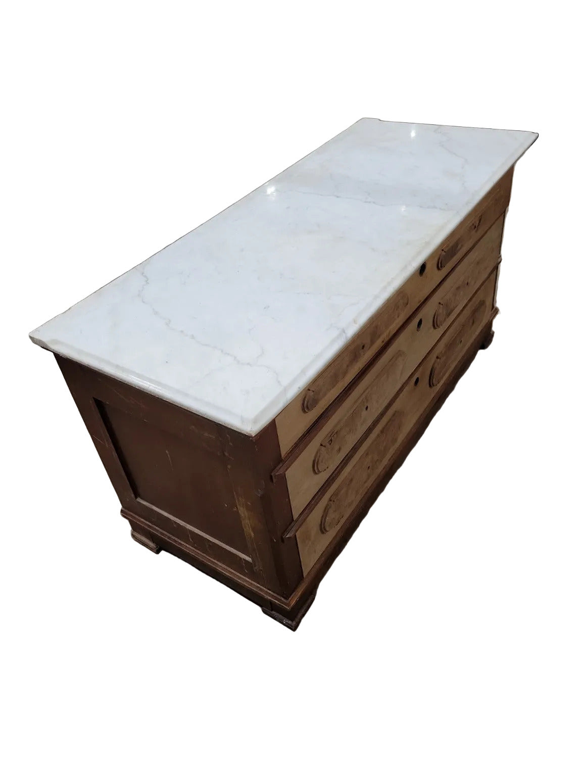 Antique Marble Top Dresser – 3 Drawer Wood Chest