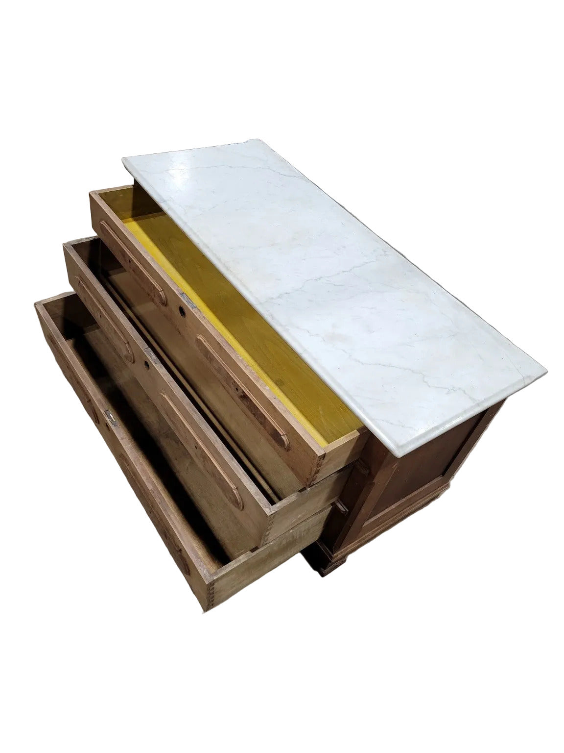 Antique Marble Top Dresser – 3 Drawer Wood Chest