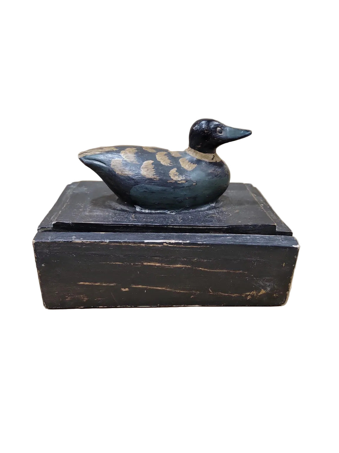 Vintage Hand-Carved Duck Decoy Box – Folk Art Storage