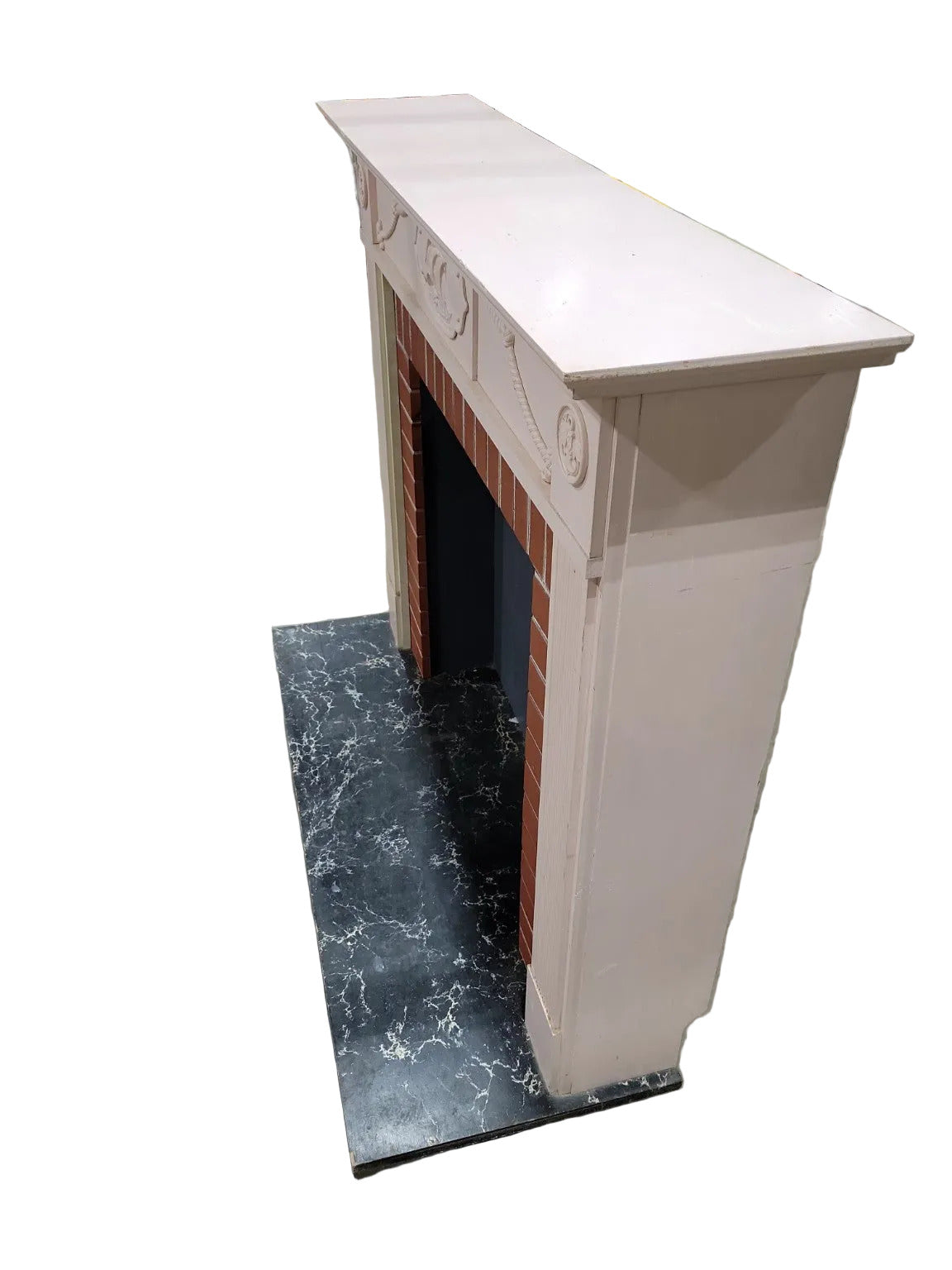 Vintage Nautical Mantel with Faux Brick Insert – 53 ½" W