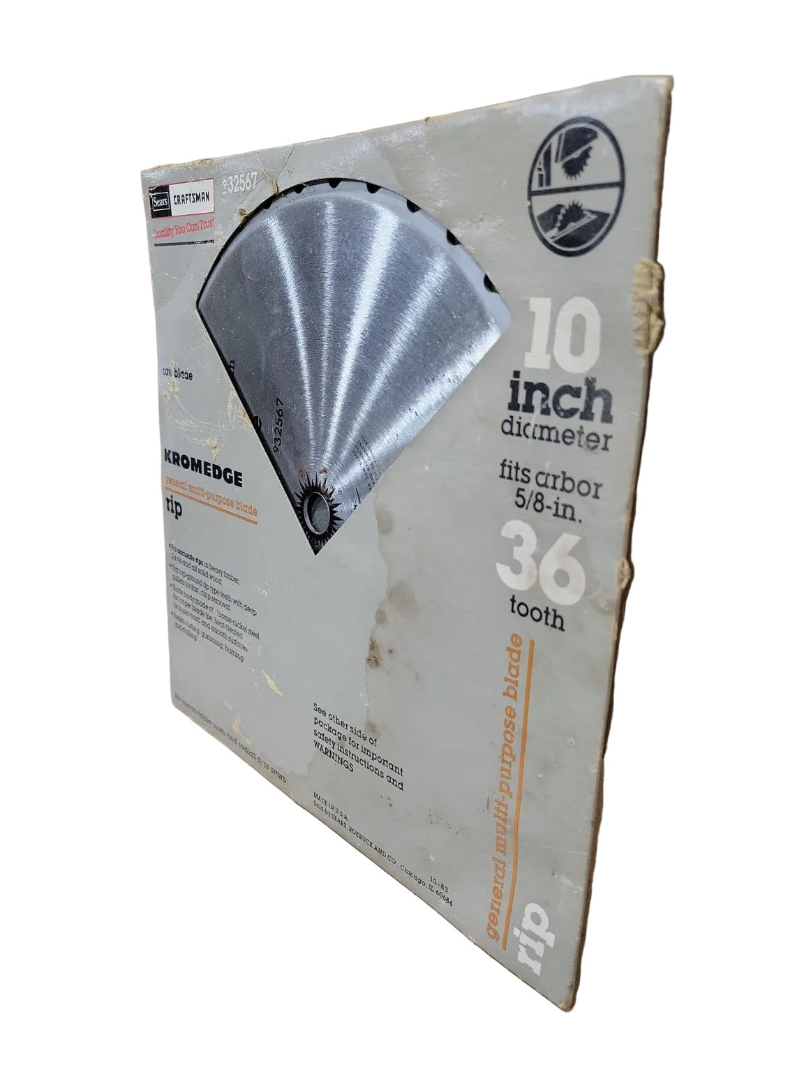 Vintage Sears Craftsman 10" Table Saw Blade – Kromedge 36 Tooth (Model 932567)
