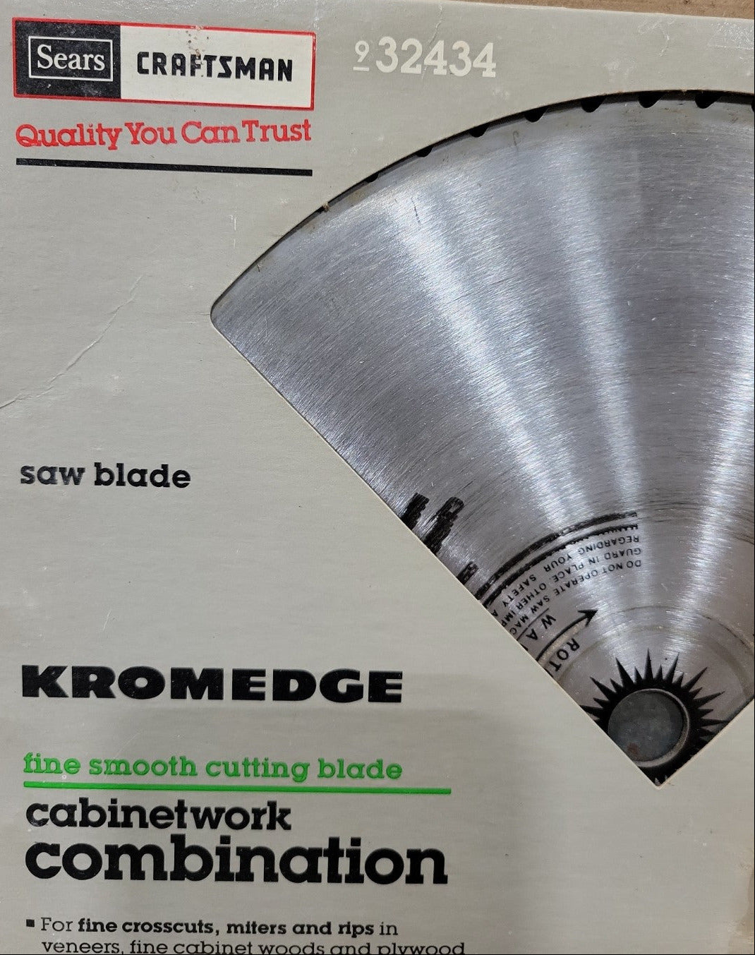 Vintage Sears Craftsman 10" Kromedge Cabinetwork Combination Saw Blade – Model 932434
