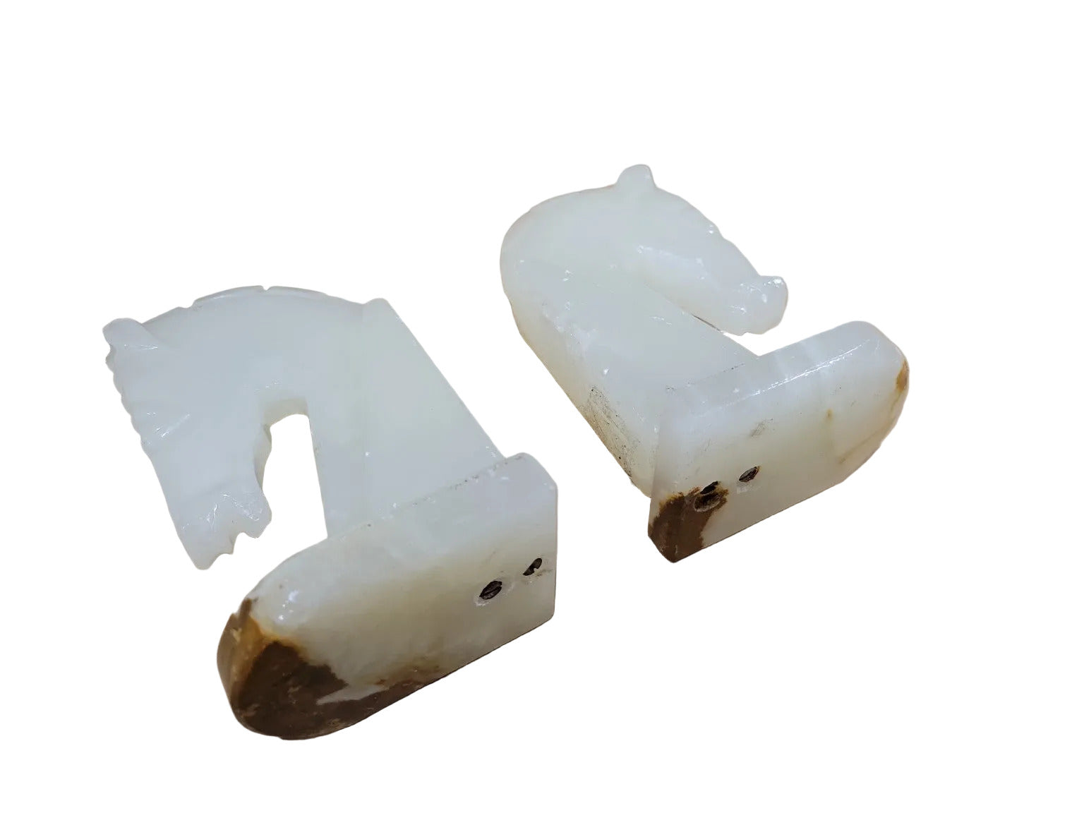 Art Deco White Onyx Horse Head Bookends – Pair