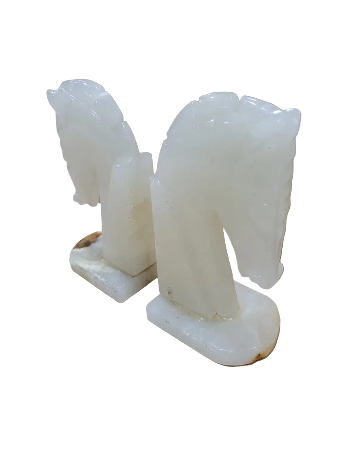Art Deco White Onyx Horse Head Bookends – Pair