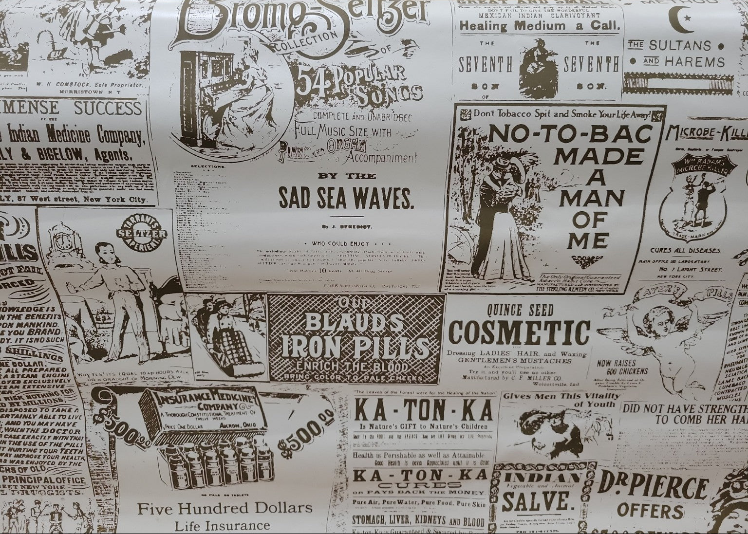 Vintage Apothecary Advertisement Wallpaper Roll – 27" Wide