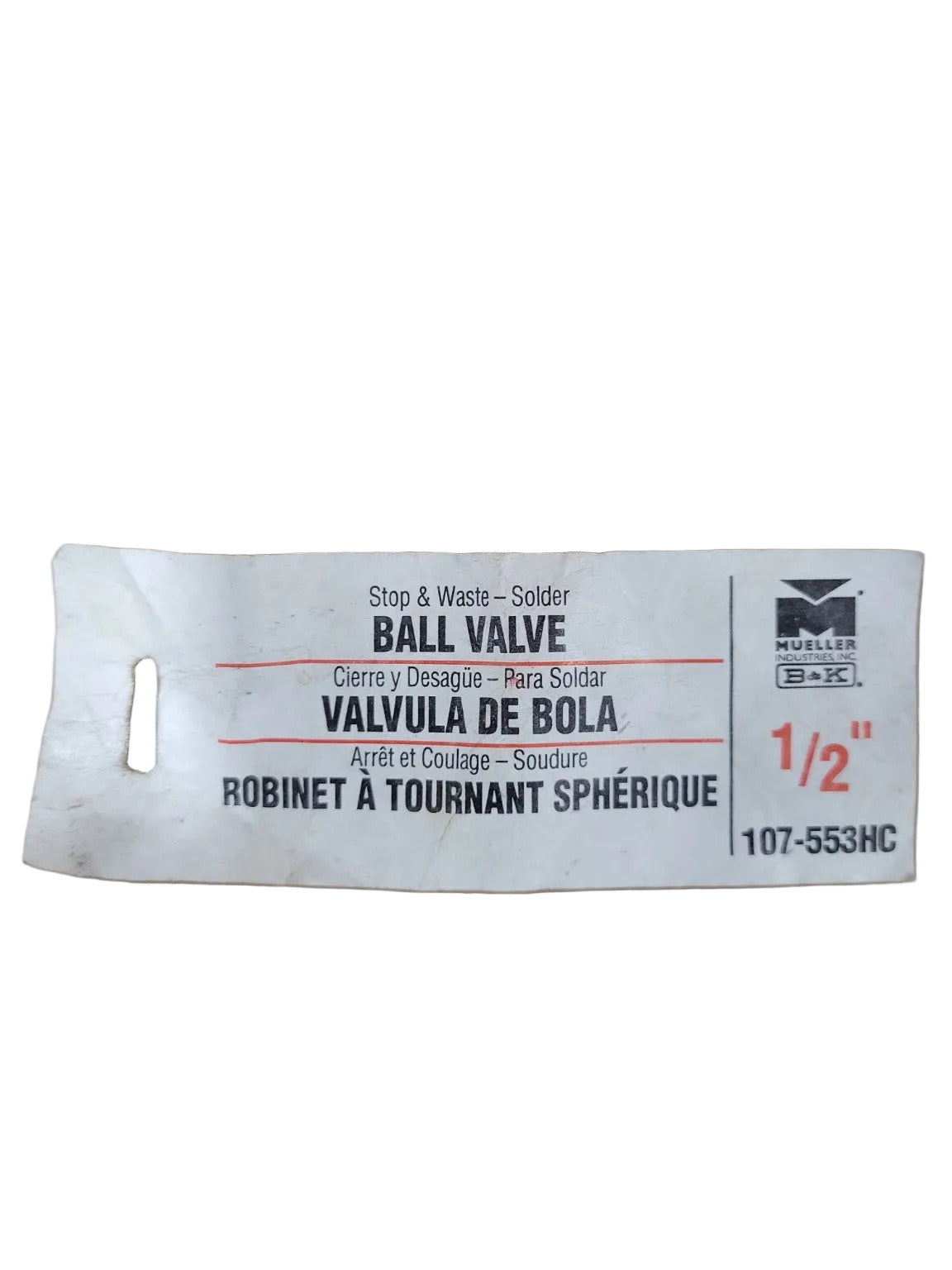Mueller B&K 1/2" Stop & Waste Brass Ball Valve – Model 107-553HC