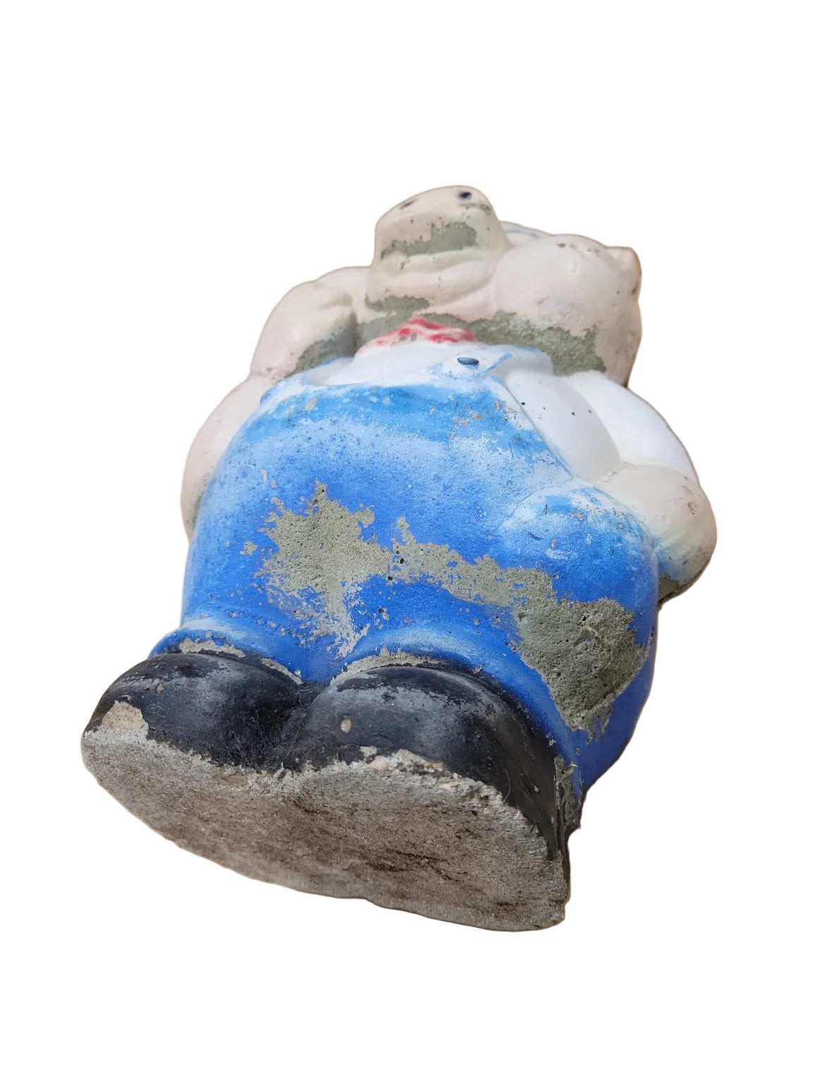 Vintage Concrete Pig Garden Statue – Farmer Overalls