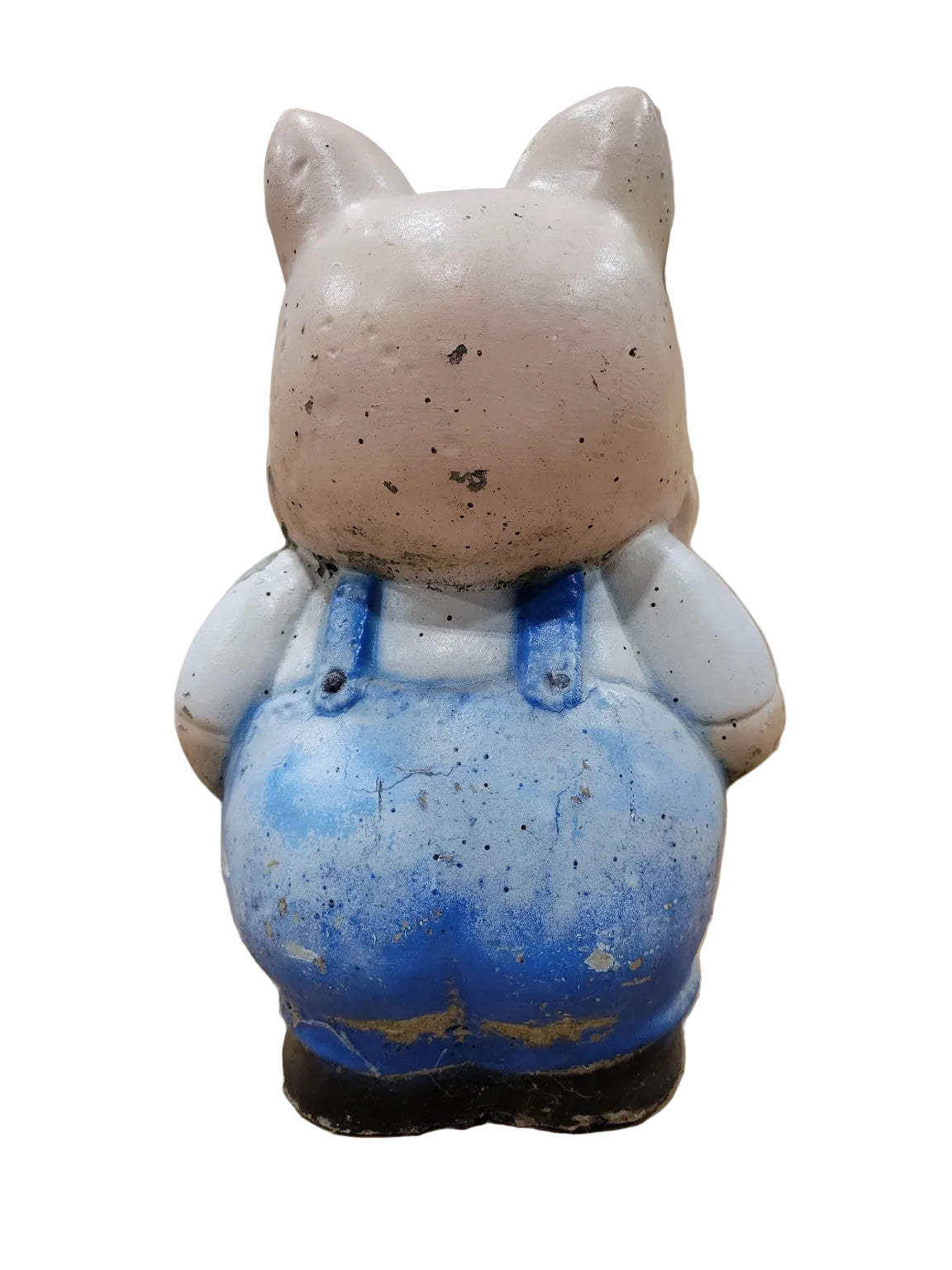 Vintage Concrete Pig Garden Statue – Farmer Overalls