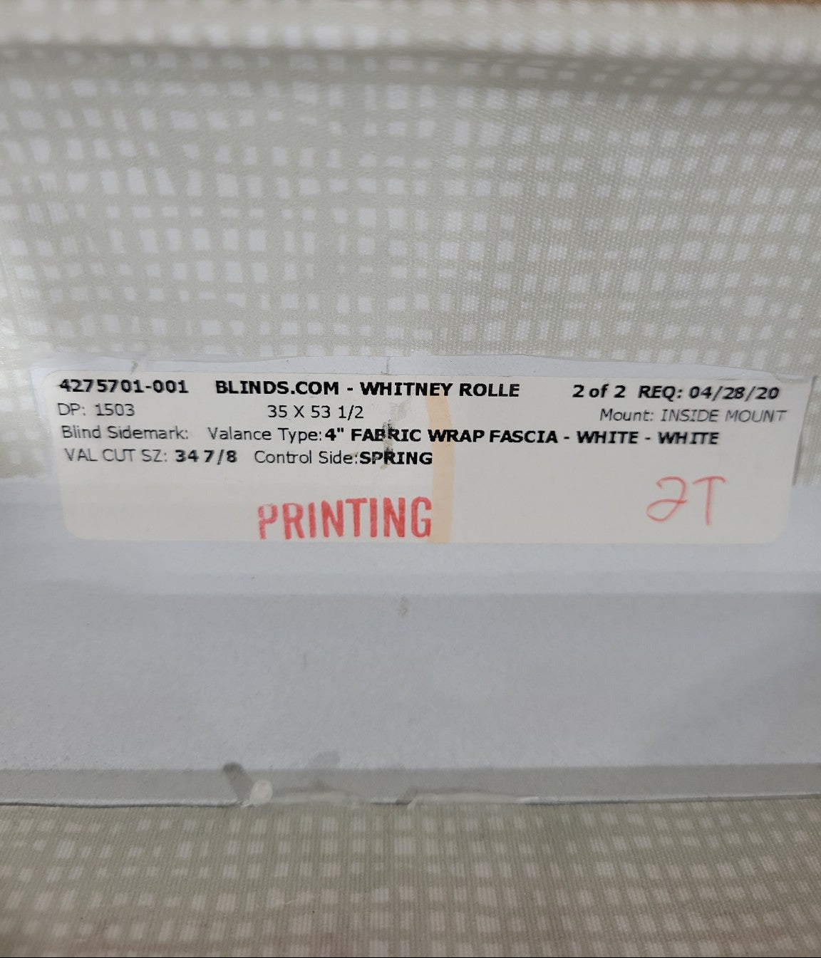 Whitney White Fabric Roller Shades – Inside Mount 35" x 53 1/2" (Set of 2) with Mounting Brackets