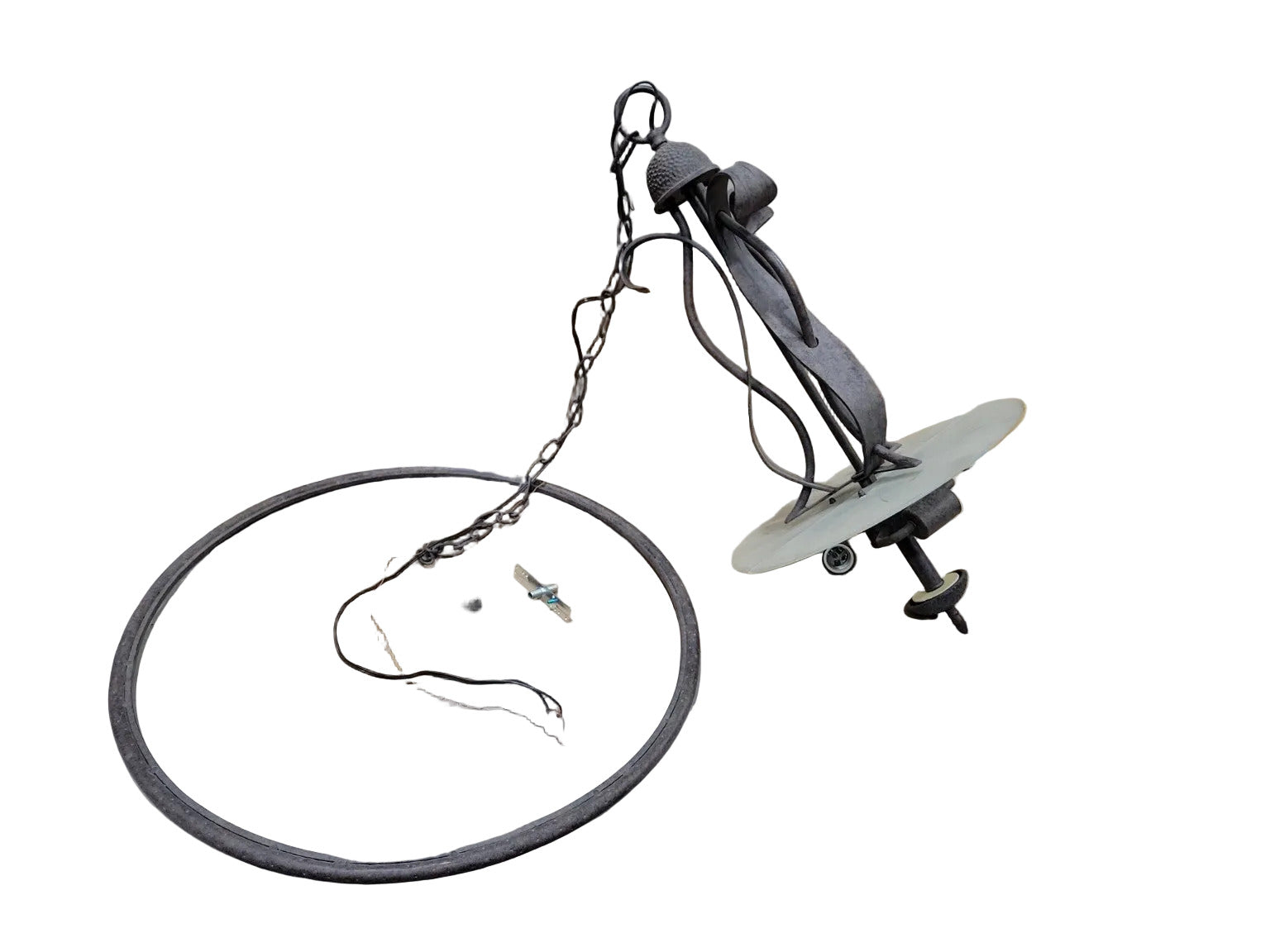 Rustic Wrought Iron Chandelier – 3 Light Scroll Design (24½" x 30")