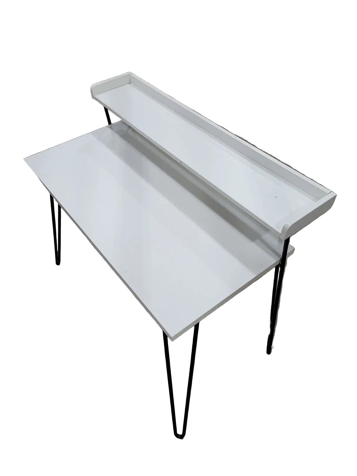 Ameriwood Home White Modern Desk with Shelf – Hairpin Legs