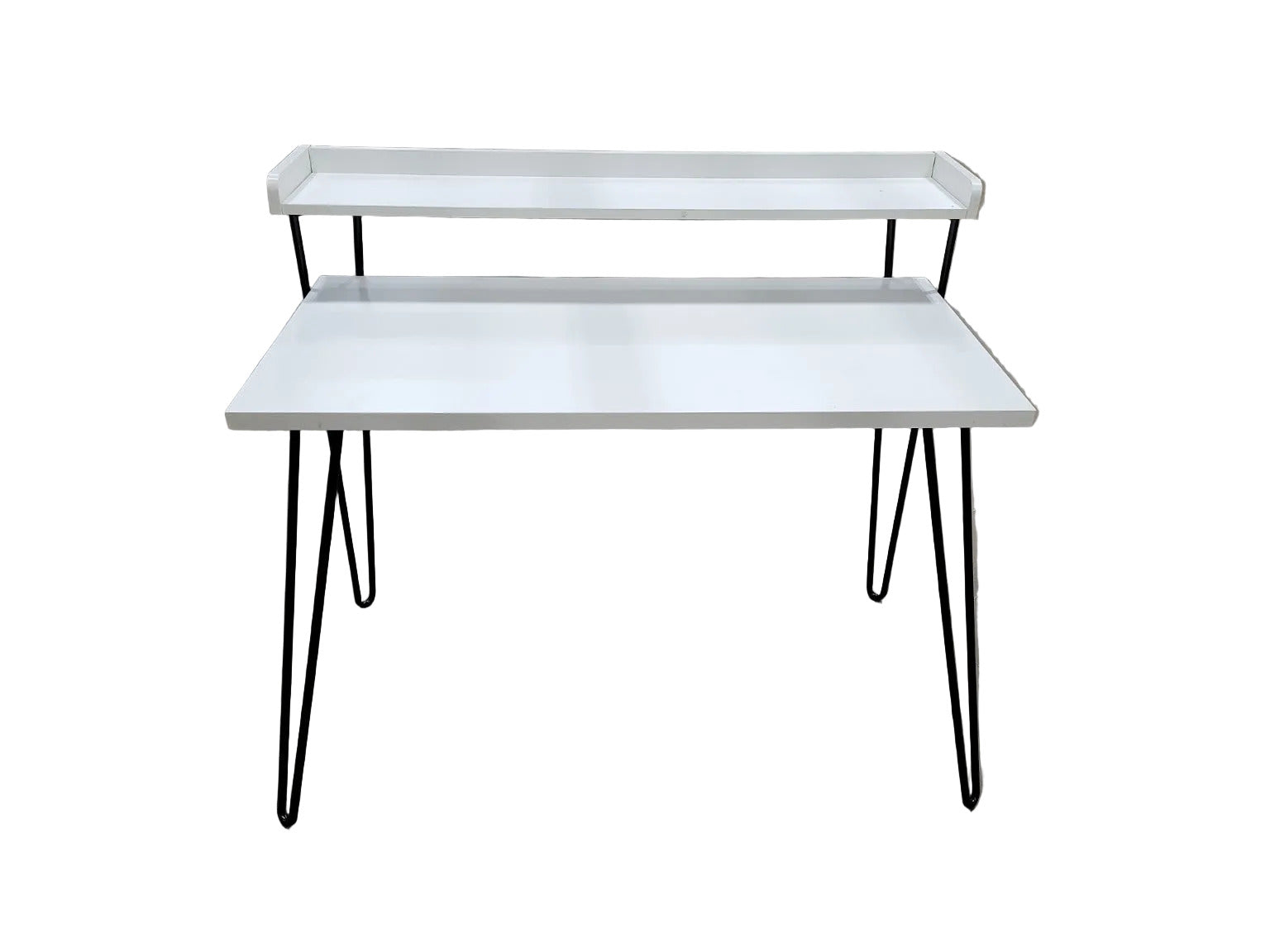 Ameriwood Home White Modern Desk with Shelf – Hairpin Legs