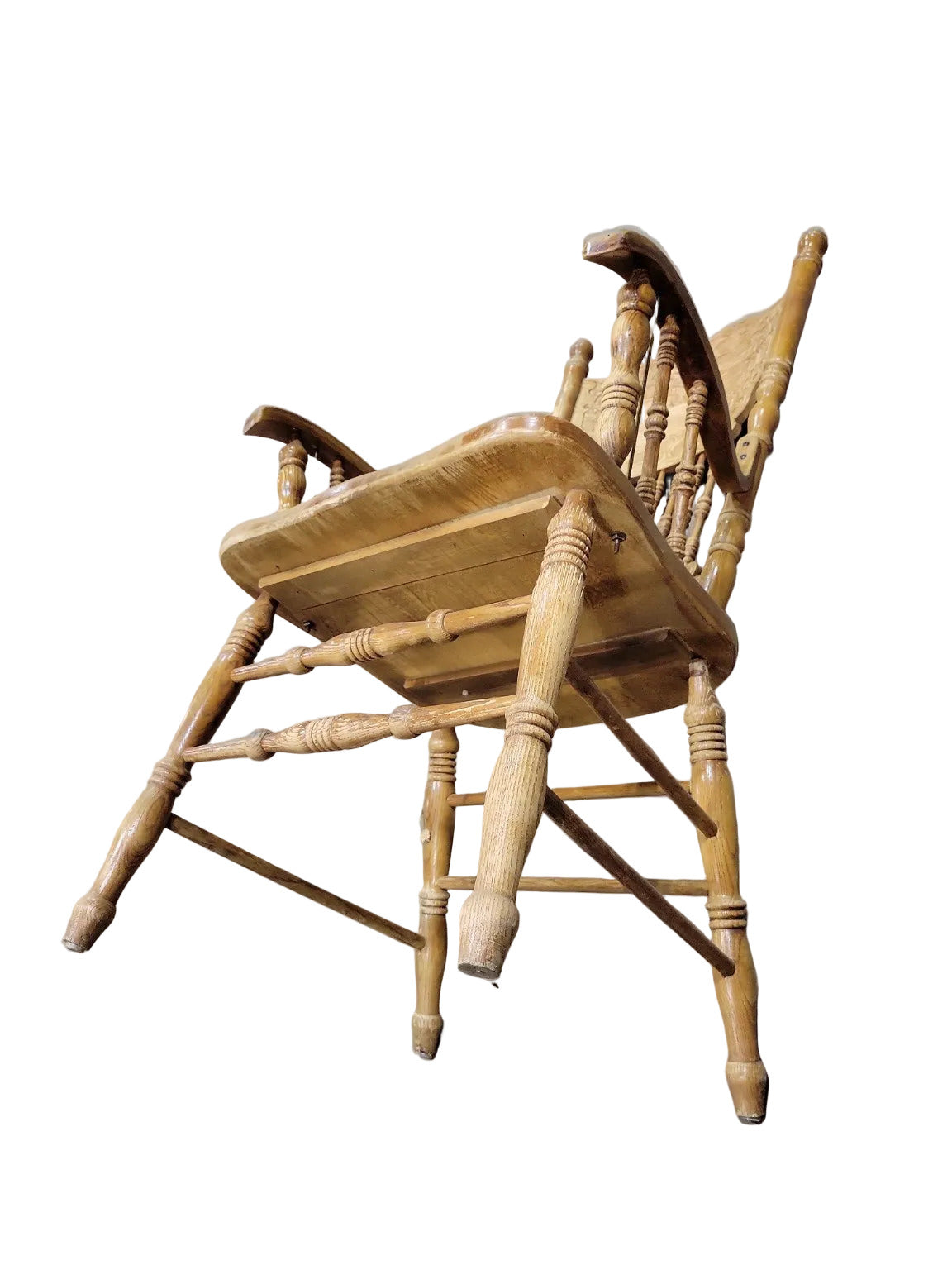 Vintage Oak Pressback Armchair – Carved High Back