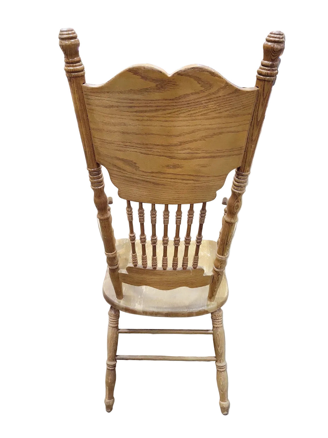 Vintage Oak Pressback Armchair – Carved High Back