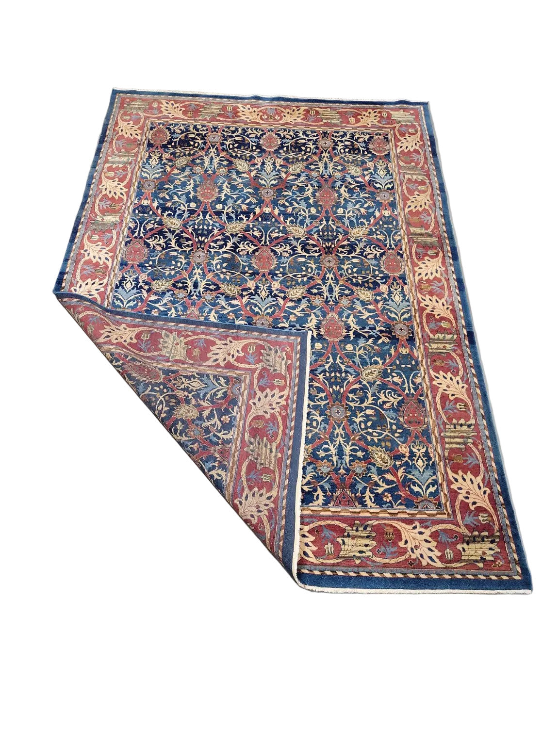 Traditional Persian-Style Wool Area Rug with Felt Rug Pad – 10’ x 14’ Set