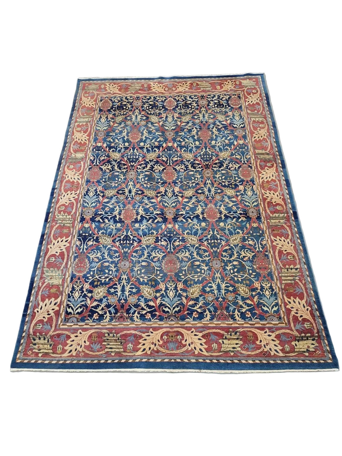 Traditional Persian-Style Wool Area Rug with Felt Rug Pad – 10’ x 14’ Set