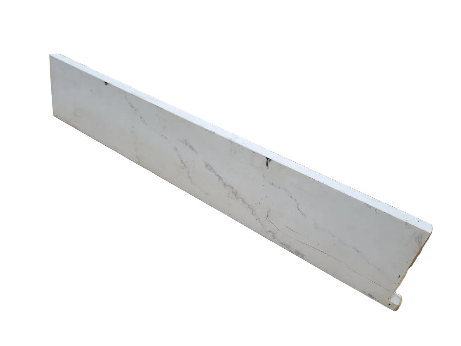 Polished White Marble Threshold with Integrated Leg – 37 ¼"