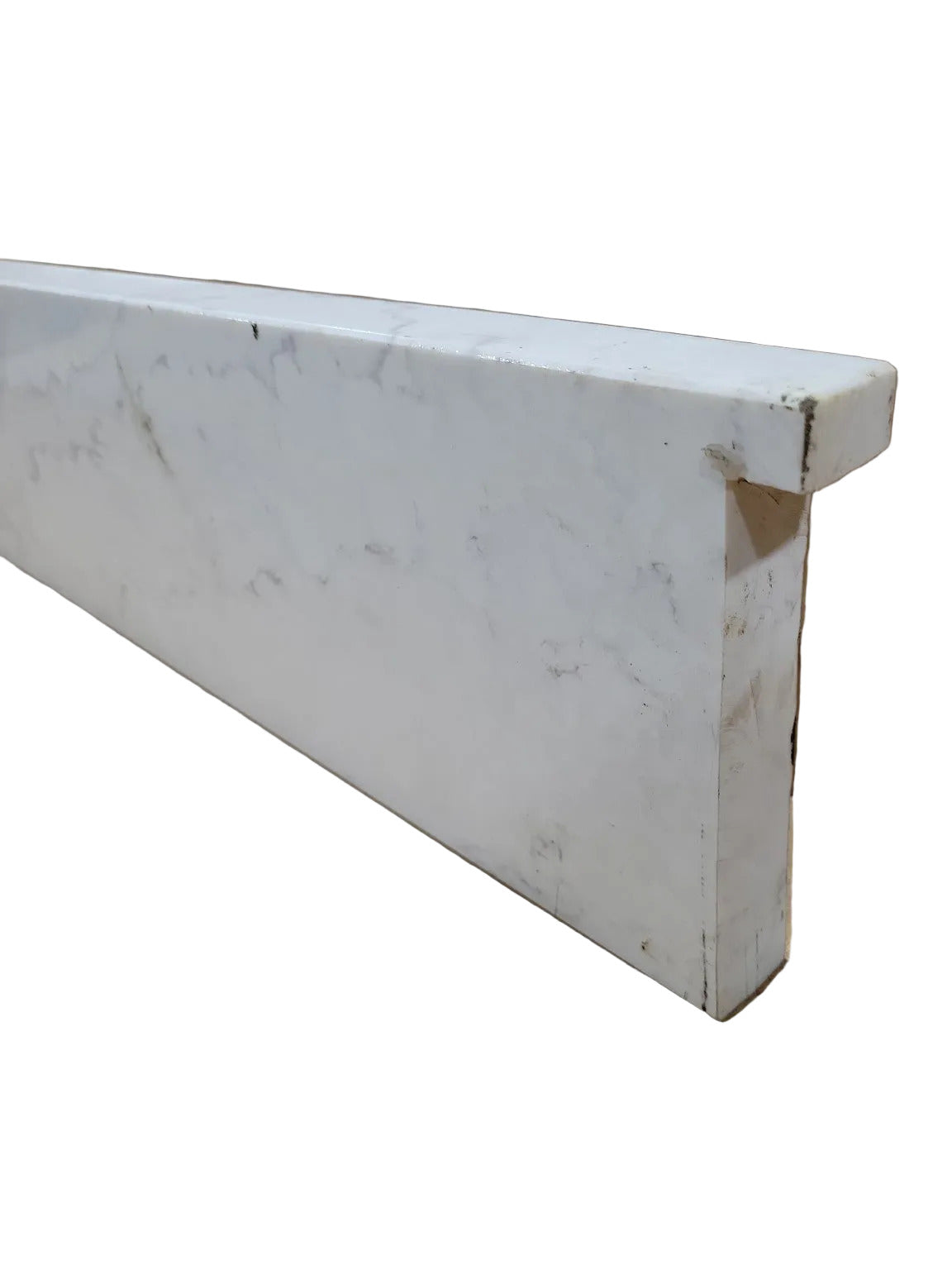 Polished White Marble Threshold with Integrated Leg – 37 ¼"